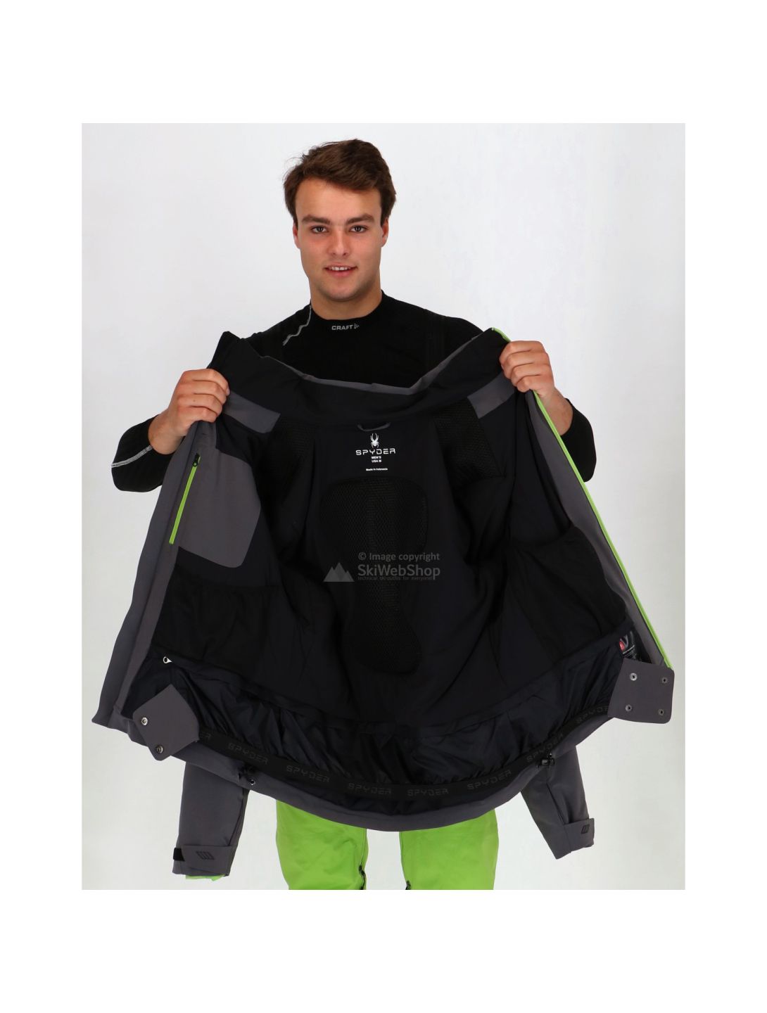 Spyder, Monterosa Skijacke, Herren, polar grau - fresh grün - schwarz