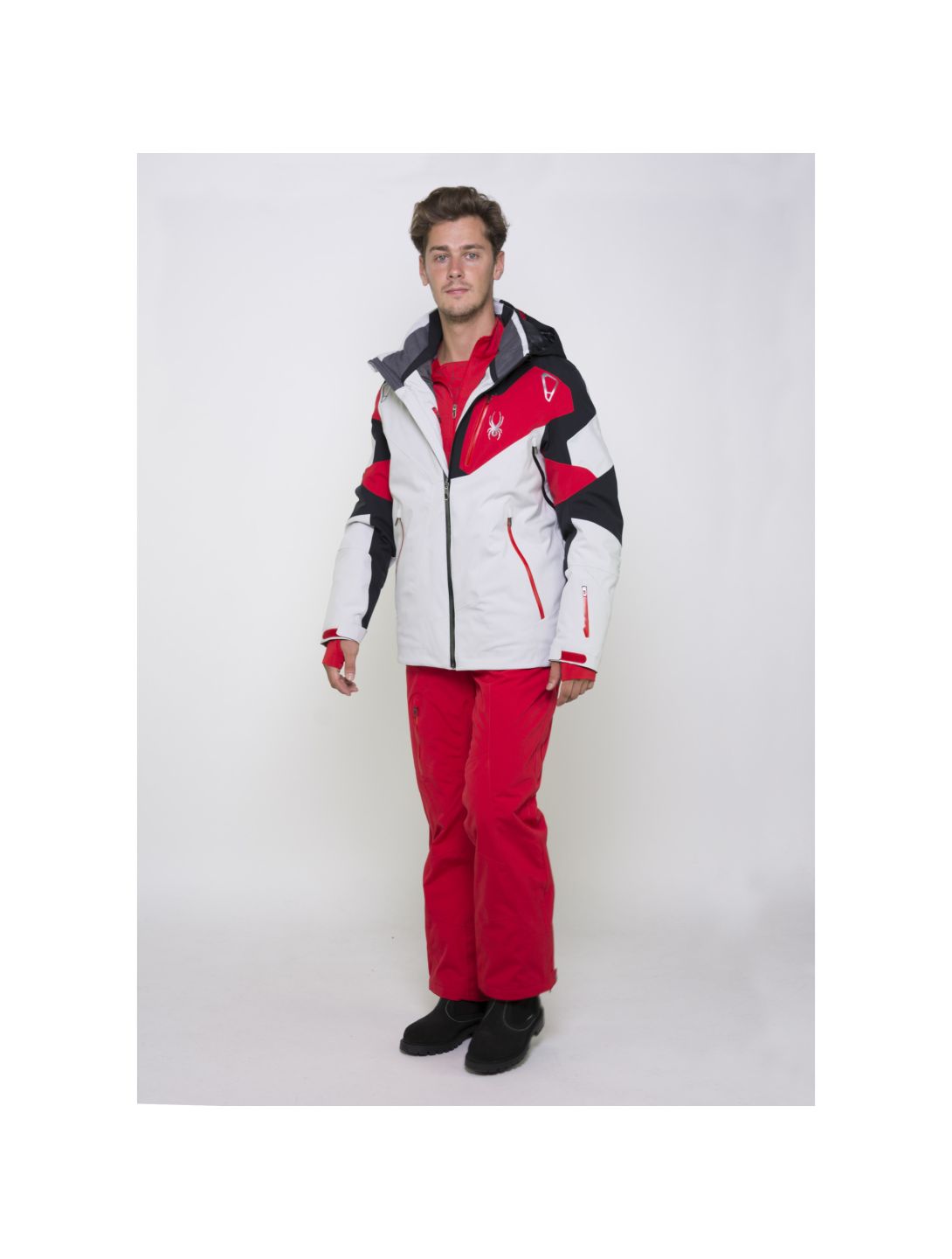 Spyder, Leader Skijacke Herren, zirrus grau - schwarz - rot